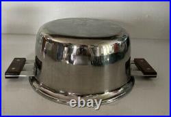 Vtg 70s Farberware ADVANTAGE Cookware Tri-Ply 4qt Double Wood Handle Stock Pot