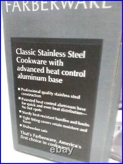Vtg 90s Farberware 7 Piece Cookware Set Stainless Steel Aluminum Clad Pots 7019