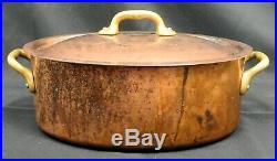 Vtg Copper Stainless Lined Oval Dutch Oven Cocotte Stew Pan Pot Mauviel France