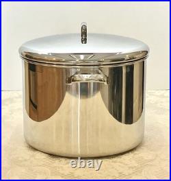 Vtg Revere Ware SS 16 Qt Stock Pot Commercial Grade & Lid Tri-Ply Disc Bottom