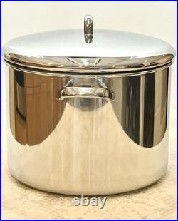 Vtg Revere Ware SS 16 Qt Stock Pot Commercial Grade & Lid Tri-Ply Disc Bottom