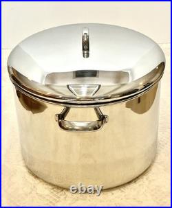 Vtg Revere Ware SS 16 Qt Stock Pot Commercial Grade & Lid Tri-Ply Disc Bottom