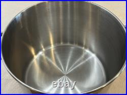 Vtg Revere Ware SS 16 Qt Stock Pot Commercial Grade & Lid Tri-Ply Disc Bottom