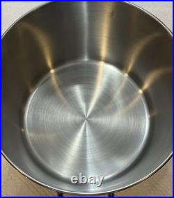 Vtg Revere Ware SS 16 Qt Stock Pot Commercial Grade & Lid Tri-Ply Disc Bottom