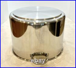 Vtg Revere Ware SS 16 Qt Stock Pot Commercial Grade & Lid Tri-Ply Disc Bottom