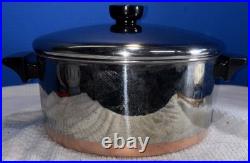 Vtg Revere Ware Set Copper Bottom Cookware. Skillet, Stock Pot, 2 Sauce Pans