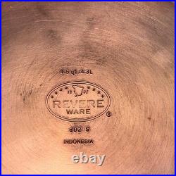 Vtg Revere Ware Set Copper Bottom Cookware. Skillet, Stock Pot, 2 Sauce Pans