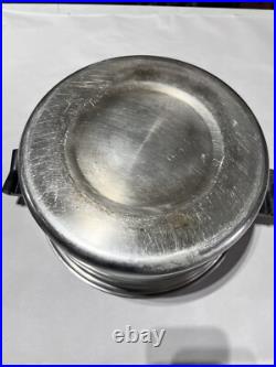Vtg Saladmaster 18-8 Tri-Clad 6Qt Stainless Steel Stock Pot Dutch Oven with2nd Lid
