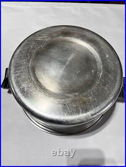 Vtg Saladmaster 18-8 Tri-Clad 6Qt Stainless Steel Stock Pot Dutch Oven with2nd Lid
