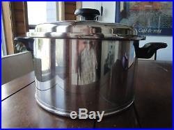 Vtg # T304CC 5 ply Stainless steel LIFETIME Cookware Large 8-9 qt Stock Pot wLid