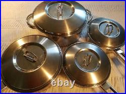 Vtg. Tramontina Brazil Inox Early Model Stainless Steel 8 Piece Pans/Pots