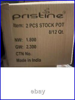 Wholesale Pallet of Pristine Stainless Steel 2 Pc Stock Pots Set 8 QT, 12 QT Lid