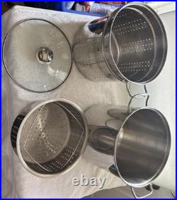 Williams Sonoma 12 Quart 18/10 Heavy Stainless Steel Stock Pot/Steamer/Lid