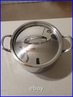 Williams Sonoma 8 Qt Hestan Stainless Steel Thermo Clad Stock Pot & Lid Italy