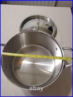 Williams Sonoma 8 Qt Hestan Stainless Steel Thermo Clad Stock Pot & Lid Italy