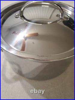 Williams Sonoma 8 Qt Hestan Stainless Steel Thermo Clad Stock Pot & Lid Italy