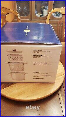 Williams-Sonoma 8 Qt. Stockpot, Strainer, Glass Lid. Stainless, New