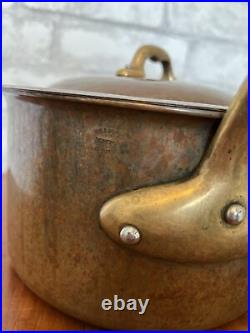Williams Sonoma Copper 3.5 Qt Sauce Pan Made in France Heavy Brass Handle