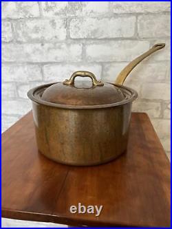 Williams Sonoma Copper 3.5 Qt Sauce Pan Made in France Heavy Brass Handle