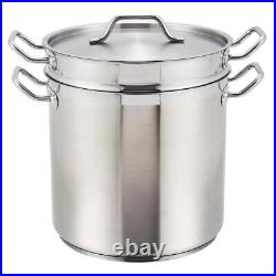 Winco Stock Pot 11W Double Boiler With Cover Dishwasher Safe Electric Coil Silver