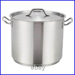 Winco Stock Pot 11.5 H x 12.6 W Stainless Stee with Cover Cylinder 20 qt