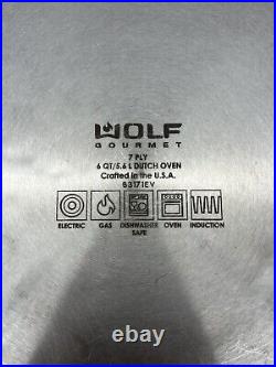 Wolf Gourmet 7 Ply B3361EV Cookware 6 Quart Qt Dutch Oven With Lid USA, EUC