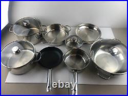 Wolfgang Puck's Bistro Collection 12 pc Set Stainless Steel Pots Pans Lids